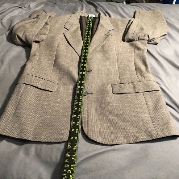 Pierre Cardin Mens Blazer Jacket 40R Gray Plaid Wool Blend Suit Coat 2-Button - Picture 6 of 14